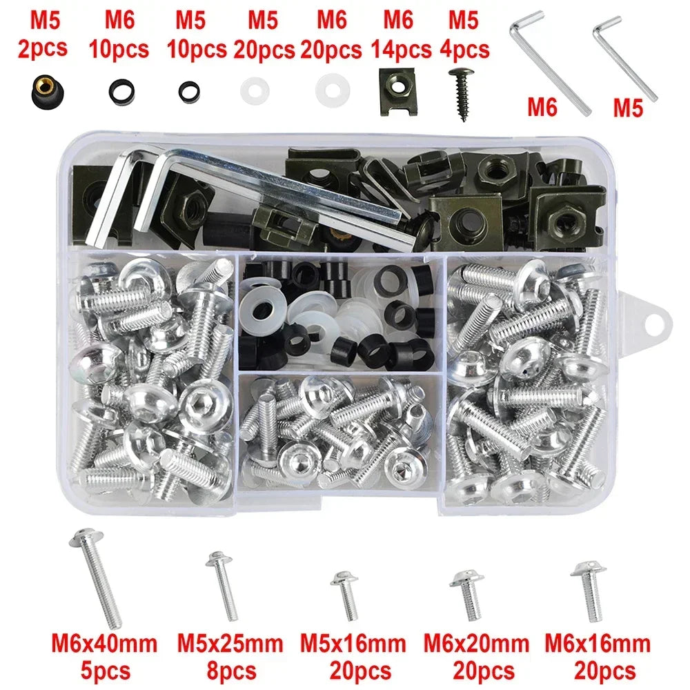 155Pcs Bolt Kit For Yamaha YZ YZF 80 85 125 250 250F 400 450 450F Body Fenders Motorcycle Body Fairing Bolt Screw Nut Kits