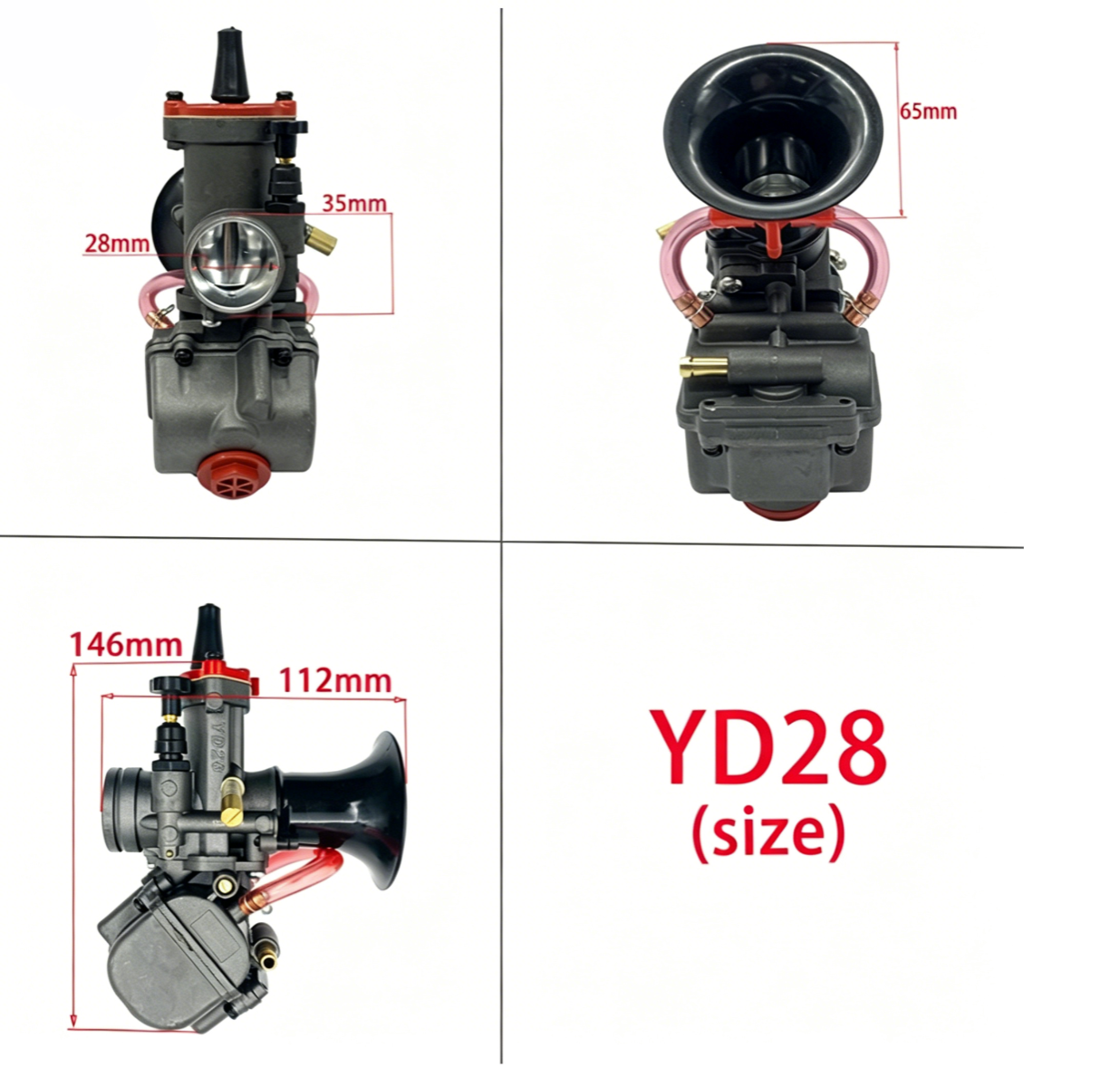 Modified YD MJN2 Carburetor YD28 30mm PWK For Dual Stack MSX125 Motorcycle