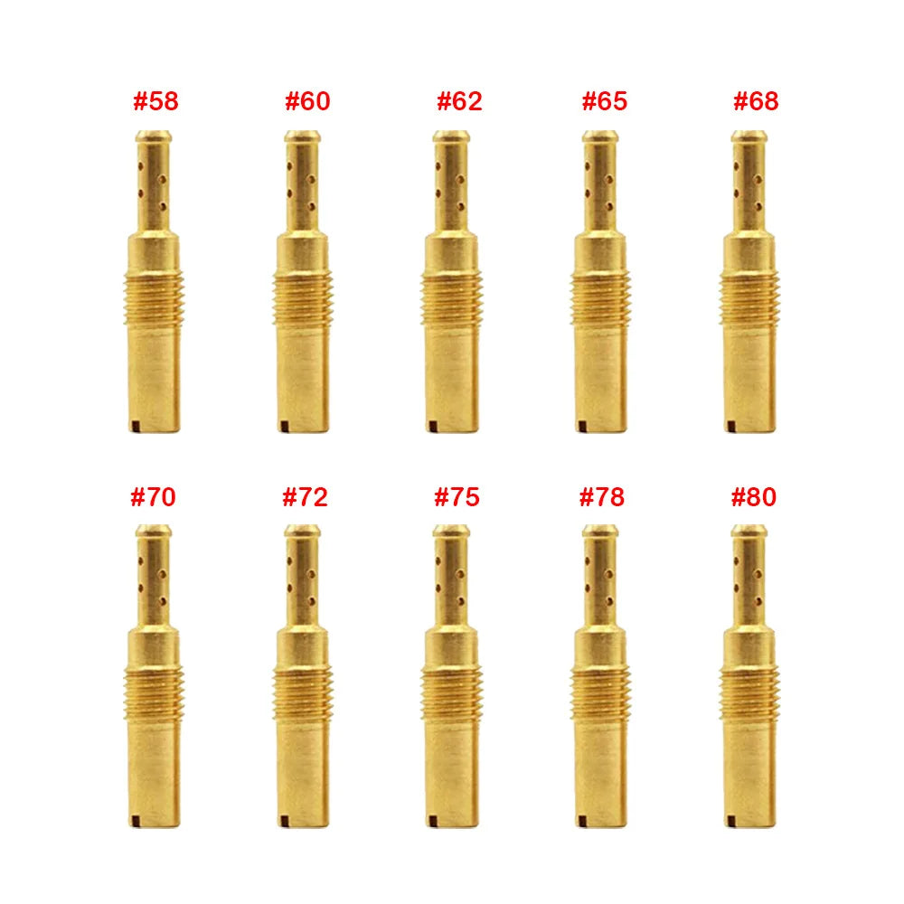 10Pcs Fuel Tap Motorcycle Carburetor Main Injectors Nozzle Slow Pilot Jet for PWK PWM Keihin OKO CVK NSR KSR FCR CRS Carb Needle