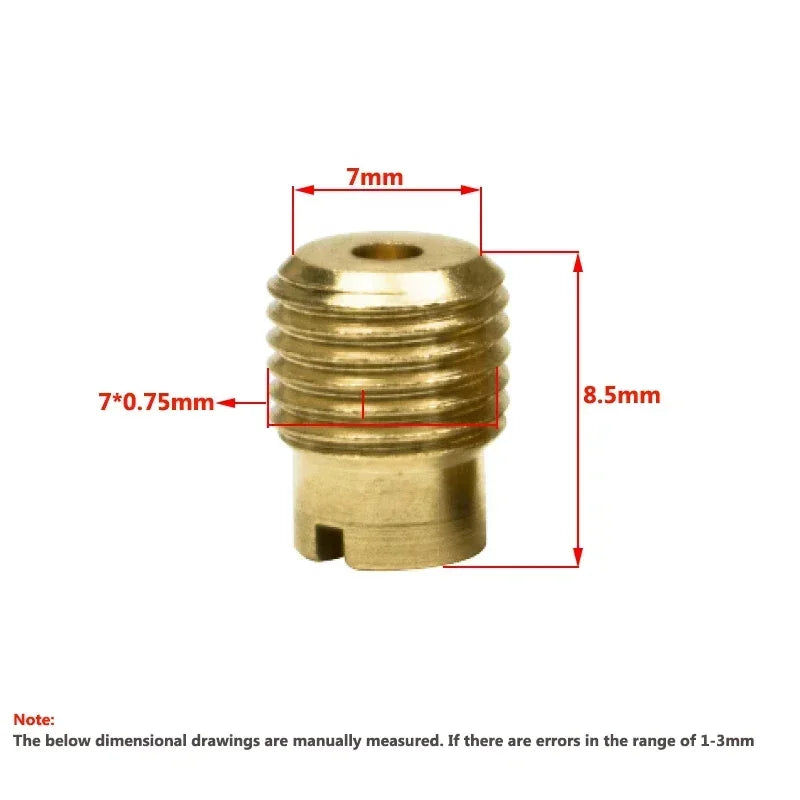 Surtidores principales GX200 GX390 para Honda GX140 GX160 212cc Mini Moto Go Kart Carburador FCR WH100T Scr-100cc Surtidor principal Boquilla de combustible Gicleur GX