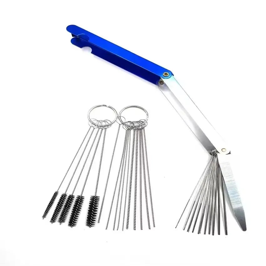 Carburetor Carbon Dirt Jet Remove 13 Cleaning Needles 15 Brushes Tool Kit For Automobile Motorcycle ATV Welder Carb Chainsaw