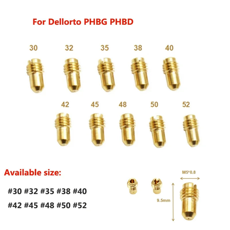 Carb Pilot Idle Jets 1488 #30 32 35 38 40 42 45 48 50 52 10Pcs Nebendüsenset For Dellorto PHBG / PHBD Slow Jet Injectors Nozzle
