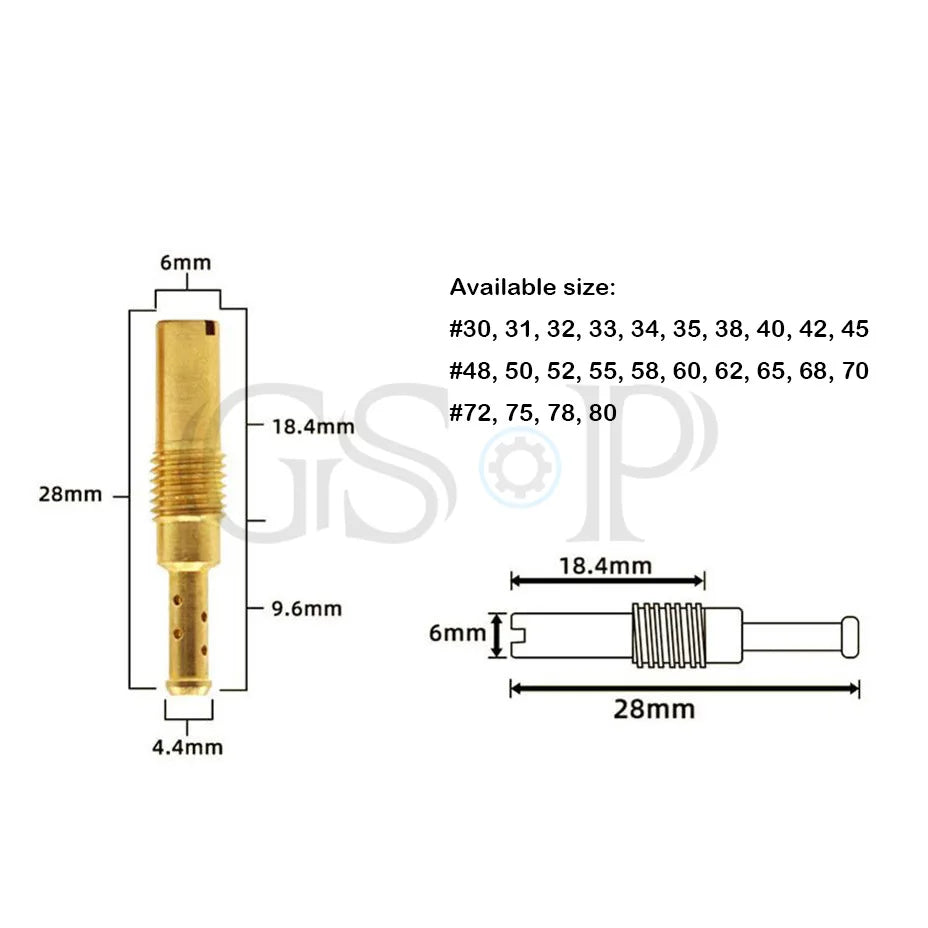 10Pcs Fuel Tap Motorcycle Carburetor Main Injectors Nozzle Slow Pilot Jet for PWK PWM Keihin OKO CVK NSR KSR FCR CRS Carb Needle