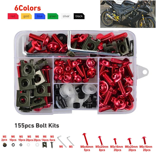 YZF600 YZF600R For Yamaha YZF 600 R6 R1 R6S R3 FZ6/R Fairing Bolt Kit Body Screws Motorcycle Fairing Bolt Screw Nut Kits 155PCS