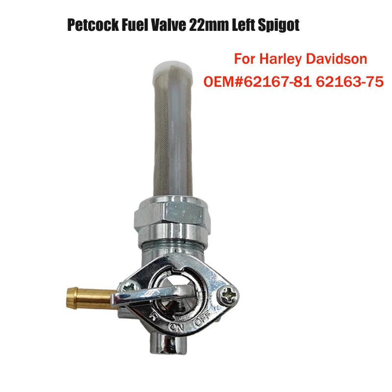 Left Spigot Outlet 22mm Petcock Fuel Valve For Harley Davidson Big Twin Sportster Blackline FXS Disc Glide Fuel Cock Gas Tank