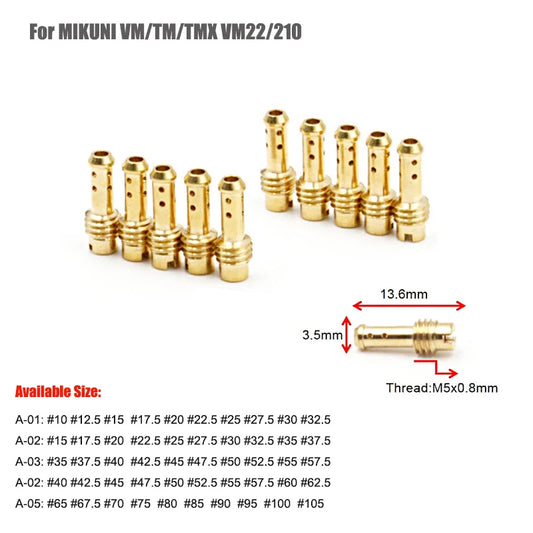 For MIKUNI VM TM TMX Carburador VM22/210 TZR250 3XV EN125 AX100 Slow Jet Injectors Nozzle Gicleur Pilot Jets Carburetor 10Pcs