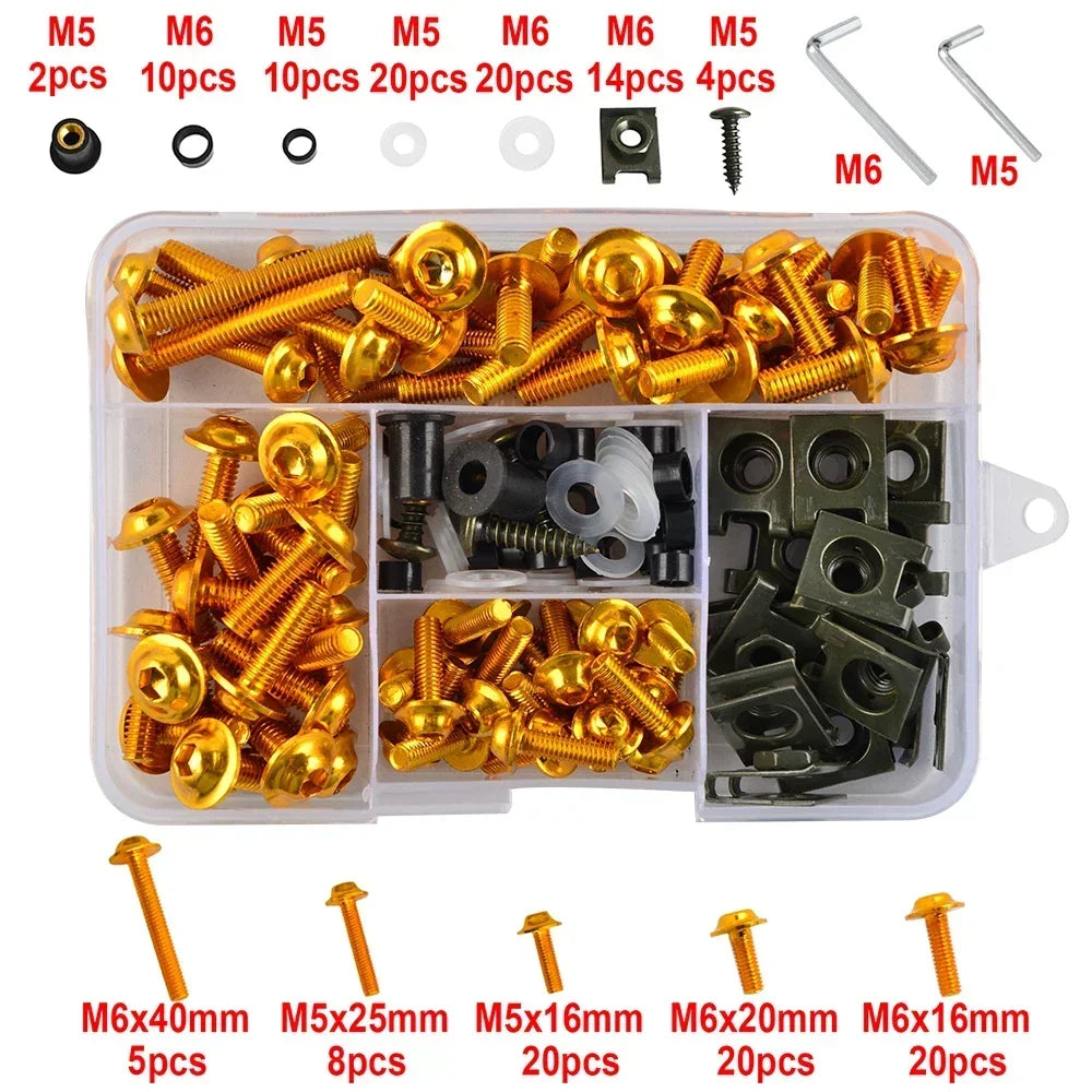 155Pcs Bolt Kit For Yamaha YZ YZF 80 85 125 250 250F 400 450 450F Body Fenders Motorcycle Body Fairing Bolt Screw Nut Kits