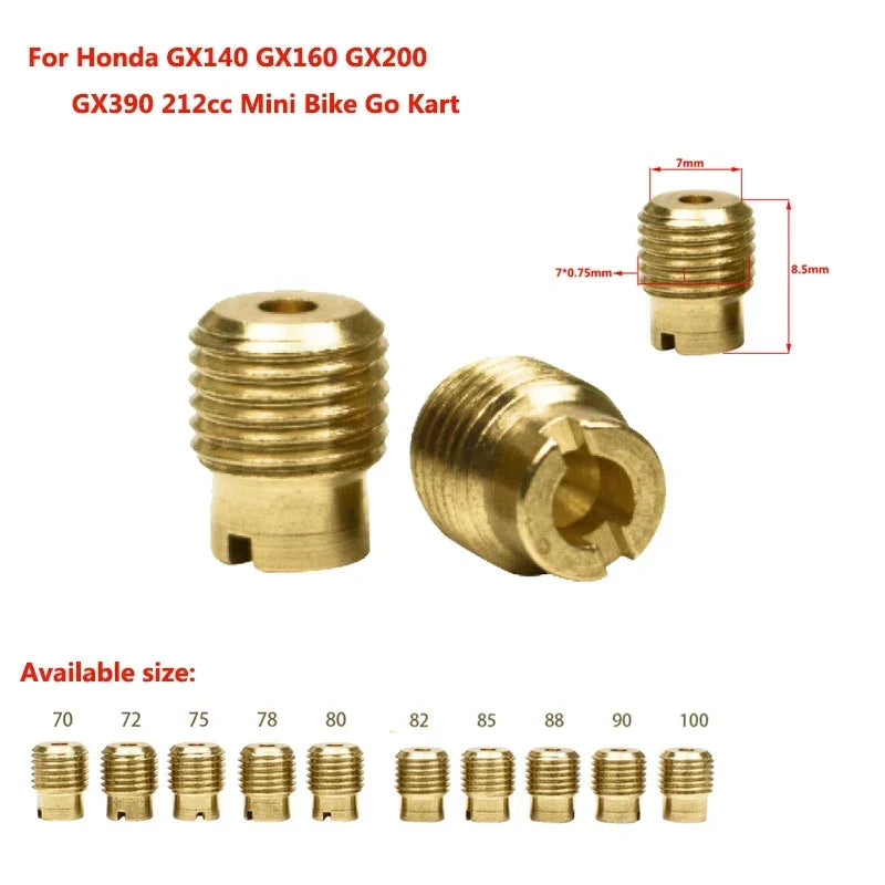 Surtidores principales GX200 GX390 para Honda GX140 GX160 212cc Mini Moto Go Kart Carburador FCR WH100T Scr-100cc Surtidor principal Boquilla de combustible Gicleur GX