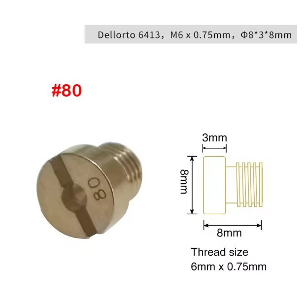 Surtidor principal de carburador para Dellorto PHBH PHBL FRD PHF VHB VHSH, kit de inyectores de 10 unidades, tamaño 55-145, rosca M6 de 6 mm